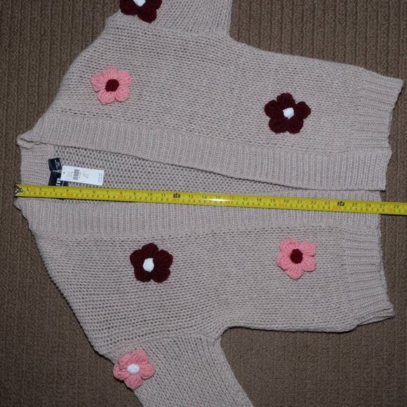 Anthropologie MAEVE The Susannah 3D Flower Cardigan Sweater Taupe One Size NWT - Picture 5 of 7